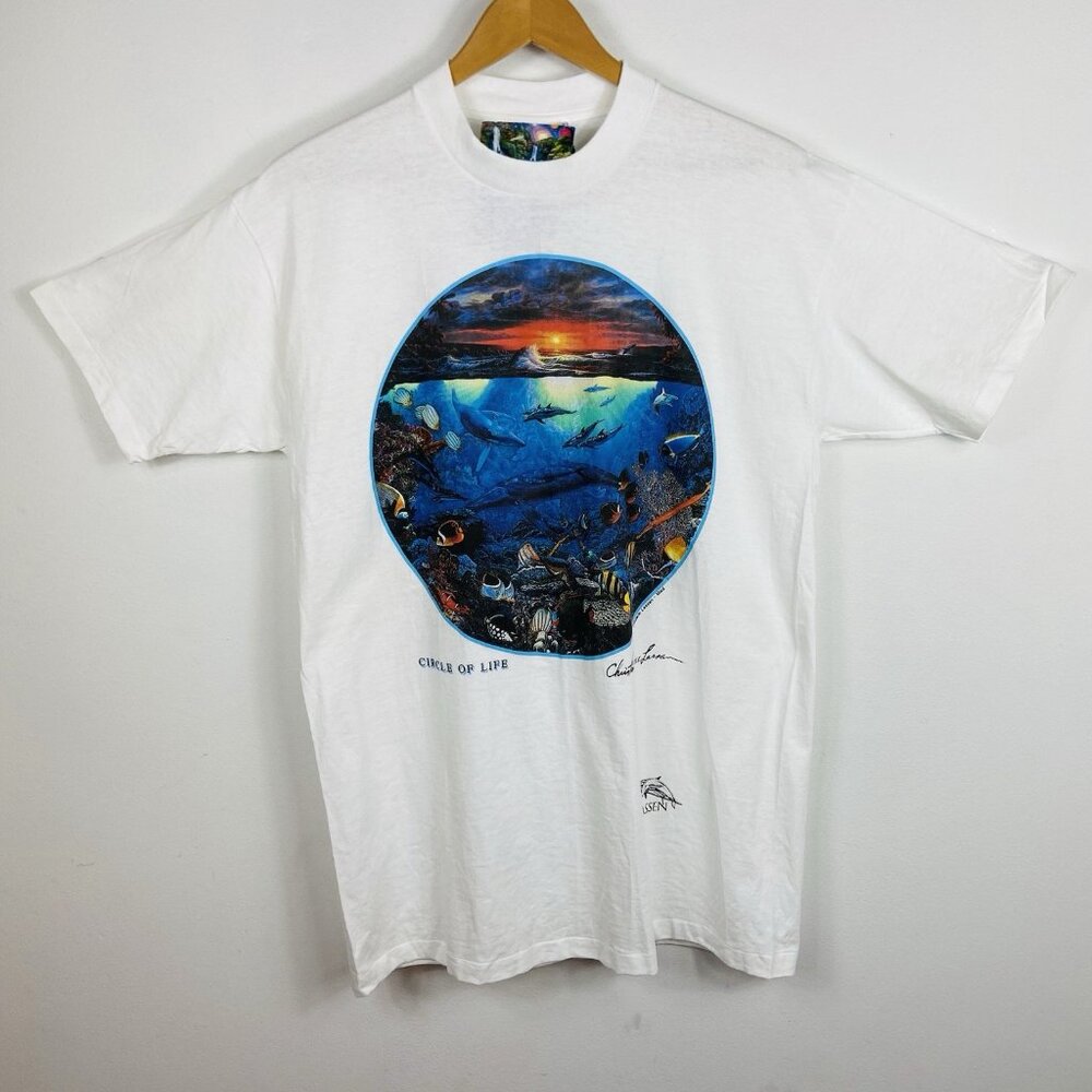 Vtg 1992 Christian Riese Lassen Circle Of Life Art Earth Sea Life T-Shirt Sz L